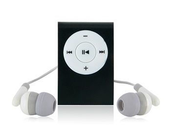Clipe MP3 Player com slot para cartão TF (Preto)